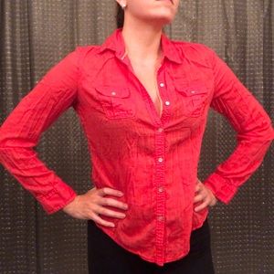 Express Hot Pink Casual Button Down